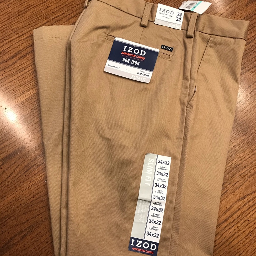 Izod chino khaki pants slim fit 34x32